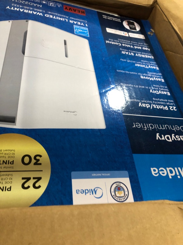 Photo 2 of Midea 1,500 Sq. Ft. Energy Star Certified Dehumidifier With Reusable Air Filter 22 Pint 2019 DOE (Previously 30 Pint) - Ideal For Basements, Large & Medium Sized Rooms, And Bathrooms (White) Standard 1,500 Sq. Ft.