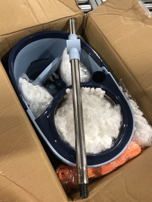 Photo 2 of Masthome Mop and Bucket with Wringer Set, Spin Mop and Bucket with Foot Pedal, 5 Reusable Mop Refills & 5 Cleaning Cloths Included, Floor Cleaning System for All Floor Surfaces Spin Mop Bucket-blue