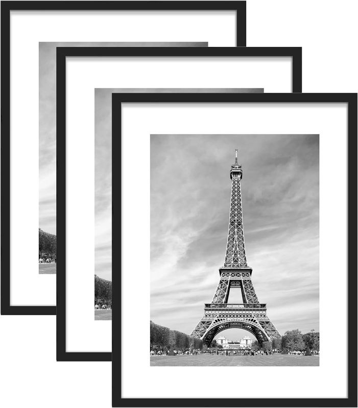 Photo 1 of Abtgt 18x24 Picture Frame Set of 3, Display Pictures 16x20 with Mat or 18 x 24 Without Mat, Poster Frame for Wall Mounting Display, Black
