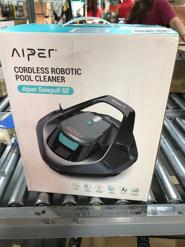 Photo 2 of AIPER Cordless Robotic Pool Cleaner, Pool Vacuum Lasts 90 Mins, LED Indicator, Self-Parking, Ideal for Above/In-Ground Flat Pools up to 40 Feet