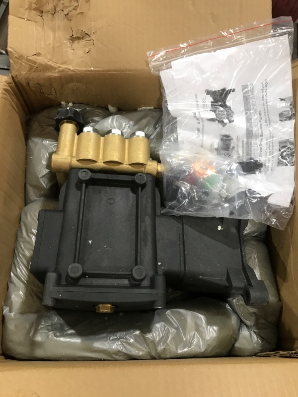 Photo 2 of Pressure Washer Pump 3500-4000 PSI, 3.8 GPM, 1" Shaft Horizontal Triplex Plunger Replacement Pump for Power Washer, 3400 RPM, Direct Drive High Pressure Pump with Adjustable Pressure Unloader