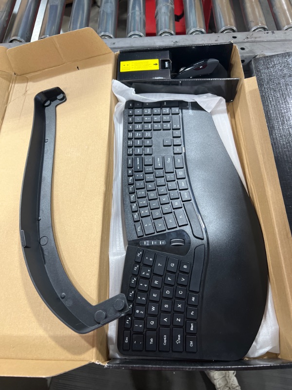 Photo 2 of Perixx Periduo-605, Wireless Ergonomic Split Keyboard and Vertical Mouse Combo, Adjustable Palm Rest and Membrane Low Profile Keys, Black, US English Layout (11633)