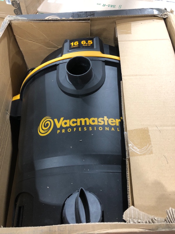 Photo 3 of Vacmaster Professional - Professional Wet/Dry Vac, 16 Gallon, Beast Series, 6.5 HP 2-1/2" Hose (VJH1612PF0201), Black & Standard Cartridge Filter & Retainer for Use with 5 to 16 Gallon Wet/Dry Vacs 16 Gallon Vac + Filter & Retainer