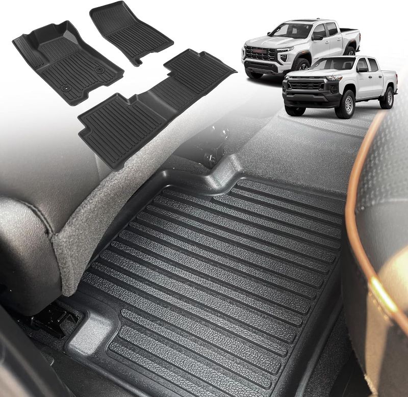 Photo 1 of TripleAliners for 2024 2023 Colorado & Canyon Floor Mats Crew Cab 1st & 2nd Row All Weather TPE Material Front Rear Full Set Liners Compatible with Chevy Colorado/GMC Canyon 2023-2024 Accessories

