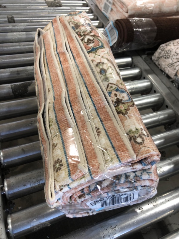 Photo 1 of jinchan Area Rug 6x9 Floral Rug Distressed Blush Thin Rug Vintage Retro Rug Indoor Non Slip Carpet Kitchen Living Room Bedroom Dining Room 6'x9' Distressed Blush