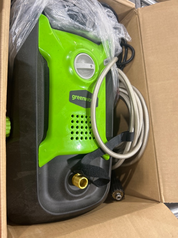 Photo 2 of Greenworks 1600 PSI (1.2 GPM) Electric Pressure Washer (Ultra Compact / Lightweight / 20 FT Hose / 35 FT Power Cord) Great For Cars, Fences, Patios, Driveways 