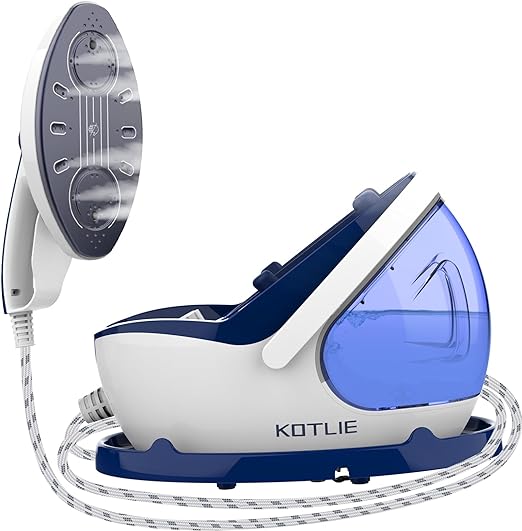 Photo 1 of KOTLIE Steamer for Clothes,1600W Clothes Steamer,2 in 1 Handheld Steamer and Portable Steamer for clothes, 20s fast Heat-up, 3 steam levels,Self-cleaner Garment Steamer,1.1L water tank, blue & white 