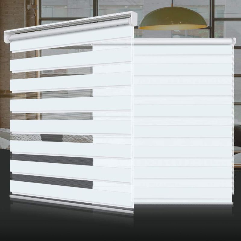 Photo 1 of SEEYE Zebra Shade Blinds Horizontal Window Curtain Day and Night Blind Dual Layer Shades Easy to Install 37.4"×59"(2pack), White White 37.4" x 59"(2pack)