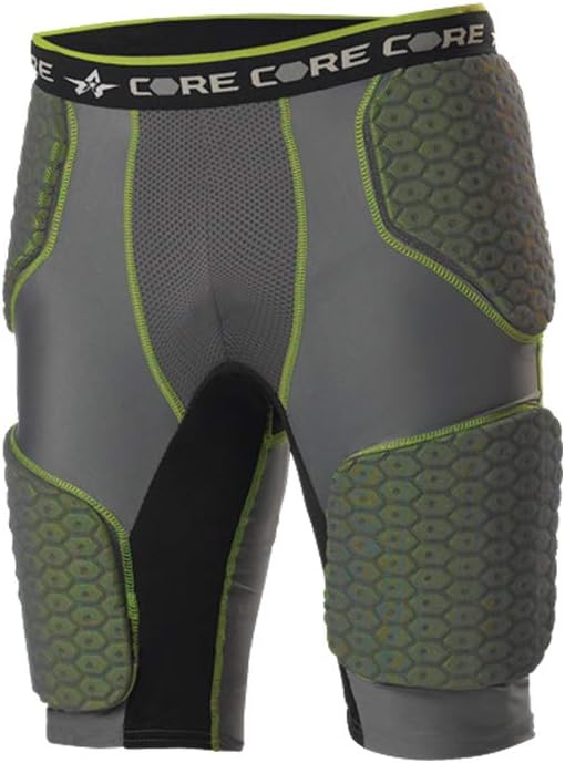 Photo 2 of Alleson Athletic Adult 5-Pad Integrated Football Girdle, Charcoal/Lime, X Small 