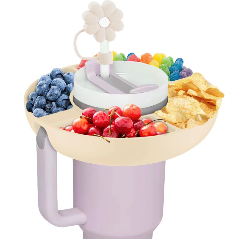 Photo 1 of For Stanley Cup 40 oz Snack Bowl, Compatible with Stanley Cup 40 oz Insulated Snack Tray with Handle, Stanley Accessories, Silicone (milky white) 40OZ milky white