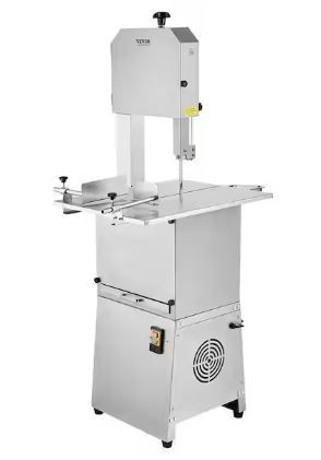 Photo 1 of Commercial Electric Meat Bandsaw 850-Watts Stainless Steel Vertical Bone Saw Machine 0.16-9.1 in. Thickness, Silver
