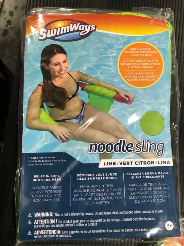 Photo 3 of SwimWays Noodle Sling- Floating Pool Chair for Adults, Color May Vary. 1 Pack GREEN