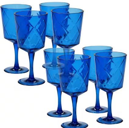 Photo 1 of 8-Piece 13 oz. Cobalt Blue Acrylic Goblet Glass BUNDLE 
