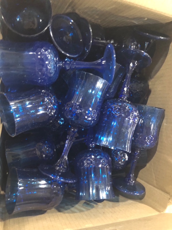 Photo 2 of 8-Piece 13 oz. Cobalt Blue Acrylic Goblet Glass BUNDLE 
