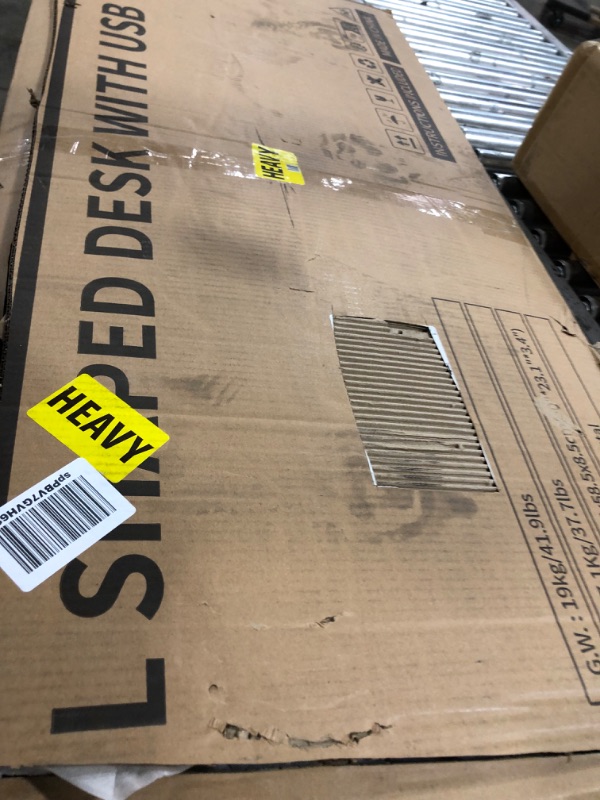 Photo 1 of ODK 55 Inch Small L Shaped Gaming Computer Desk with Power Outlets,Corner Desk with Reversible Storage Shelves & PC Stand for Small Space, Modern Simple Home Office Table, Carbon Fiber Surface, Black Carbon Fiber Surface, Black 55 inch