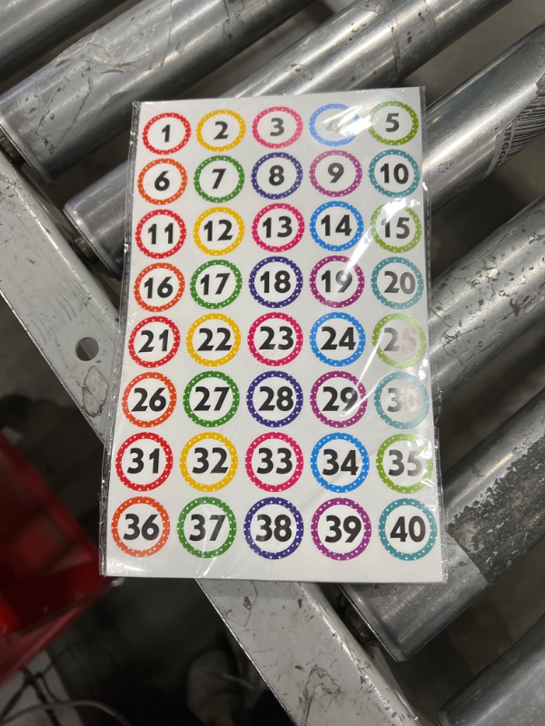 Photo 2 of 600 PCS Number Stickers 1-40, 15 Sheets Dot Consecutive Number Labels Self-Adhesive Water/Tear Resistant Number Stickers Without Residue for Office, Classroom, Indoor, Boxes, Storage (1” Each)