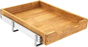 Photo 1 of 1 Tier Pull Out Cabinet Organizer (17" W x 21" D) Single Tier Heavy Duty Slide Out Wood Drawer Under Cabinet Shelf Organization Storage
