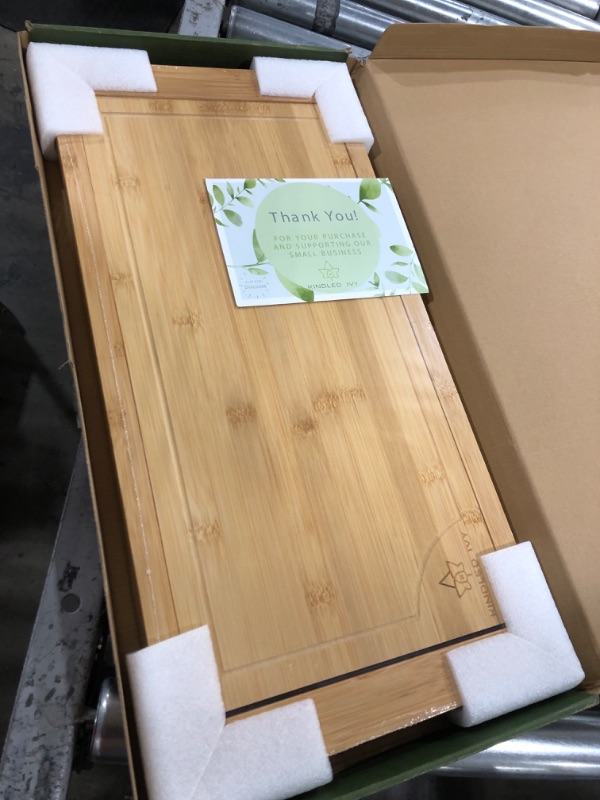 Photo 2 of [2024 UPGRADE] Kindled Ivys Expandable Bamboo Wooden Over The Sink Cutting Board - Extra Large XXL Expands Over Kitchen Sink to 33.5x11". Natural Bamboo, Serving Tray with Juice Groove
