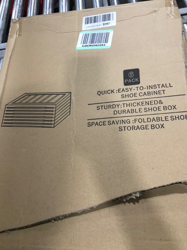 Photo 1 of AOHMPT 6-Tier Shoe Box Foldable Storage Box Installation-free Clear Plastic Stackable Shoe Storage Cabinet Shoe Organizer Shoe Container Box with Lids Large Size Shoe Rack