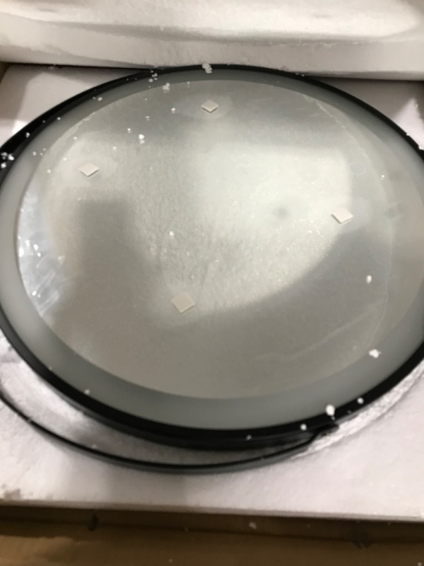 Photo 1 of 20 inch Large Vanity Makeup Mirror with Lights, 3 Color Lighting Modes | Round Lighted Up Makeup Mirror with Dimmable LED Halo for Dressing Room & Bedroom Tabletop, Touch Control, Metal Frame (Black)