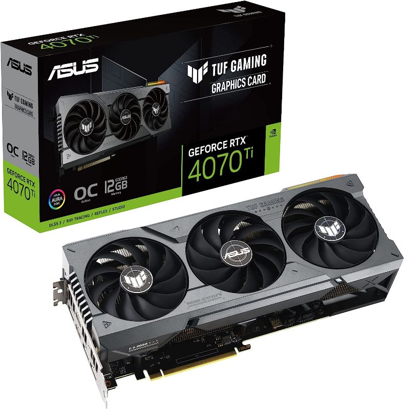 Photo 1 of ASUS TUF Gaming NVIDIA GeForce RTX™ 4070 Ti OC Edition Gaming Graphics Card (PCIe 4.0, 12GB GDDR6X, HDMI 2.1a, DisplayPort 1.4a), TUF-RTX4070TI-O12G-GAMING RTX 40 Series TUF Gaming RTX4070TI|OC|Black