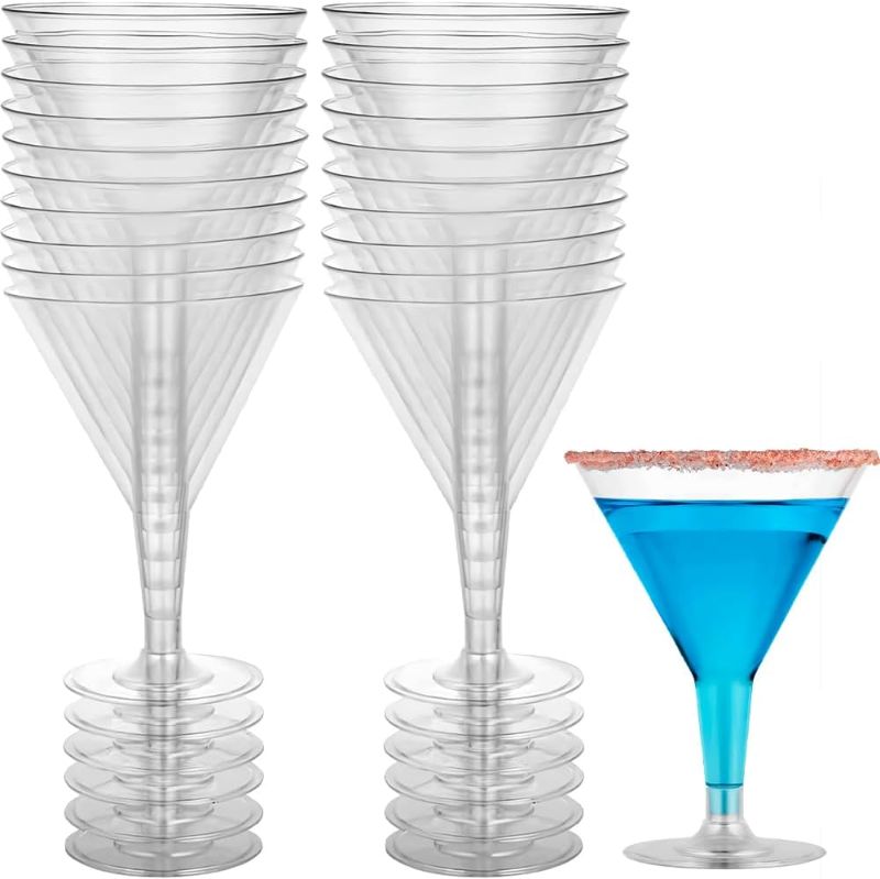 Photo 1 of  Deluxe Clear Plastic Martini Cups - 7oz, - Perfect for Parties & Everyday Use
