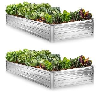 Photo 1 of **ONLY ONE PLANTER** Galvanized Raised Garden Beds Outdoor // 8×4×1 ftPlanter Raised Beds for Gardening, Vegetables, Flowers // Large Metal Garden Box (Silver) // Tool-Free Assembly