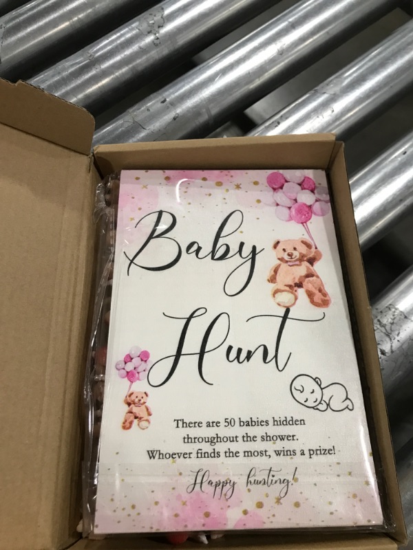 Photo 2 of 51 Pieces Baby Shower Games Include Wooden Baby Hunt Sign 50 Mini Plastic Babies Tiny Babies Boy Girl Baby Shower Games Gender Reveal Party Favors Baby Shower Prizes for Game (Animal Style)