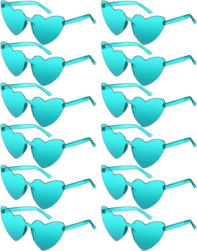 Photo 1 of 12Pairs Heart Sunglasses for Women Colored Heart Shaped Glasses Pack Fun Sunglasses Bulk for Party Favor
