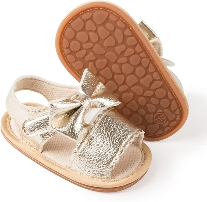 Photo 1 of Aploxphy Baby Girls Boys Sandals Summer Hook Loop Infant Canvas Non Slip Soft Sole Light Flats Beach First Walking Shoes - 2