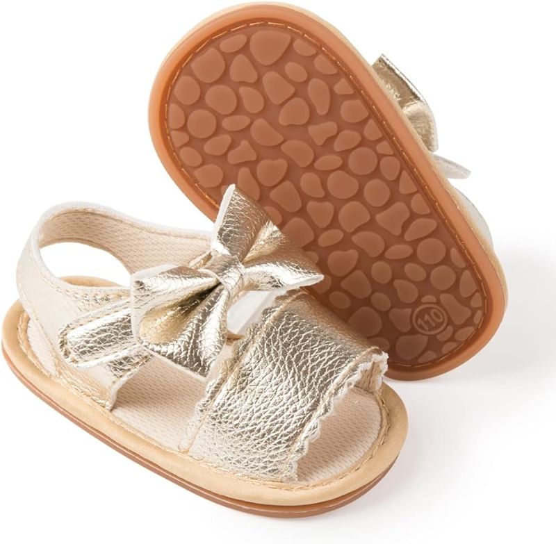 Photo 1 of Aploxphy Baby Girls Boys Sandals Summer Hook Loop Infant Canvas Non Slip Soft Sole Light Flats Beach First Walking Shoes - 1