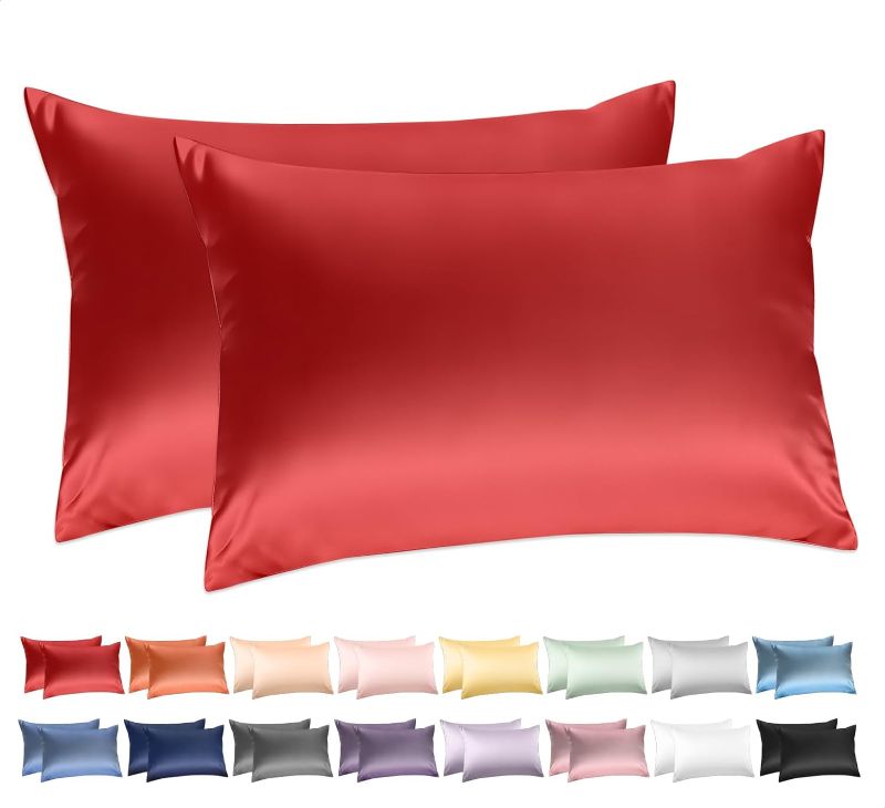 Photo 1 of 100% Cotton Queen Pillowcases Set of 2, Deep Dream 600 Thread Count Pillow Cases, 20x30 Inches, Super Soft and Breathable Envelope Closure (Dark Red)