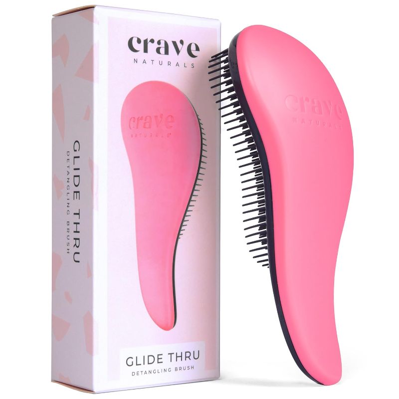 Photo 1 of Crave Naturals Glide Thru Detangling Brush for Adults & Kids Hair- Detangler Brush for Natural,Curly,Straight,Wet/Dry Hair, Little Girl & Toddler Accessories, Teenager Gifts -1pk, Pink 