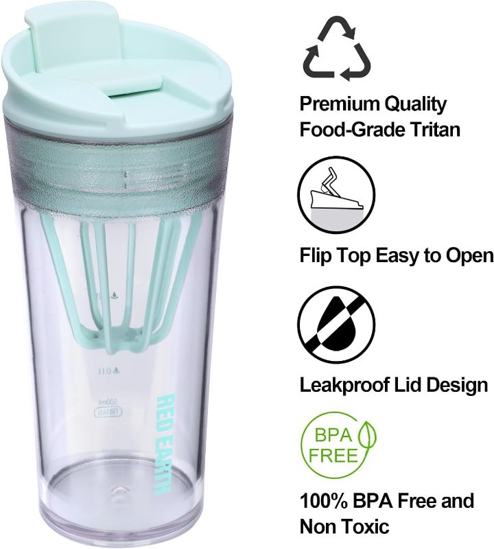 Photo 1 of 17 oz Fruit Infuser Water Bottle, Flip Top Lid Infused Water Bottles with Mixing Grid for Protein Shakes or Milkshake for Fitness Sports Workout, Unique Gifts for Women Green