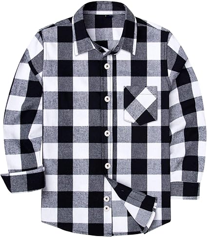 Photo 1 of [Size XXL] siliteelon Toddler Baby Boys Plaid Flannel Shirt Long Sleeve Button Down Shirts