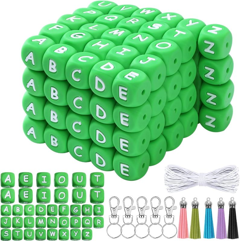 Photo 1 of 116 PCS Silicone Letter Beads for Keychain Making A-Z Square Letters Beads, Alphabet Silicone Beads for Bracelet Making