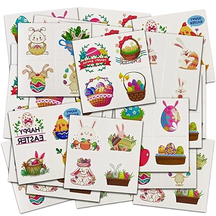 Photo 1 of 144 PCS Easter Temporary Tattoos for Kids Boys Girls Easter Basket Stuffers Gifts Party Favors
