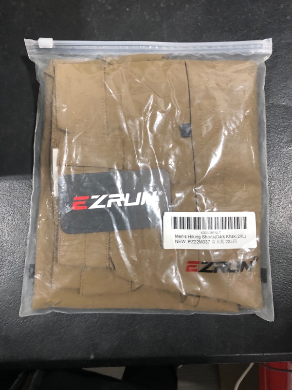 Photo 2 of [Size 2XL] EZRUN Men's Hiking Cargo Shorts Casual Outdoor Tactical Work Golf Shorts with Multi Pocket for Fishing Camping Travel XX-Large Dark Khaki