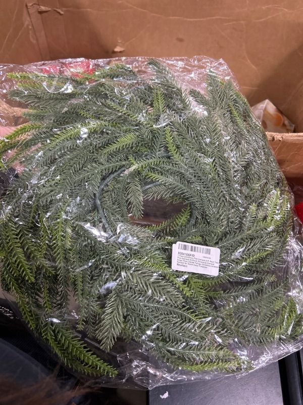 Photo 1 of 1 Pack Christmas Pine Garland,6 Ft Real Touch Pine Garland,Artificial Christmas Garland Green Pine,Lifelike Foliage Christmas Greenery Garland for Home Decor Fireplace