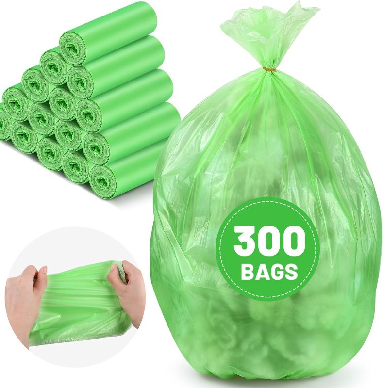 Photo 1 of 300 Pcs Trash Bags Multi Use Garbage Bags 1.35Mil Plastic Can Liner Large Outdoor Garbage Can Liner Heavy Duty for Contractor Commercial Industrial Outdoor (Green, 33 Gallon)
