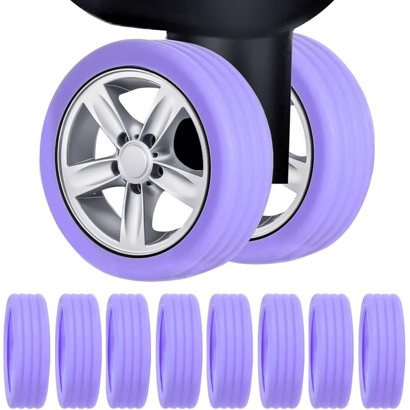Photo 1 of 2 PACK Luggage Suitcase Wheels Cover 8 Pack Carry on Luggage Wheels Cover for Dule-Spinner Wheels Luggage Sets (Purple)