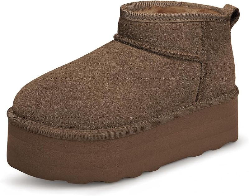 Photo 1 of SIZE 7- ATHMILE Boots for Women Suede Platform Boot Winter Warm Ankle Snow Womens Boots Waterproof Comfortable Slip On Outdoor