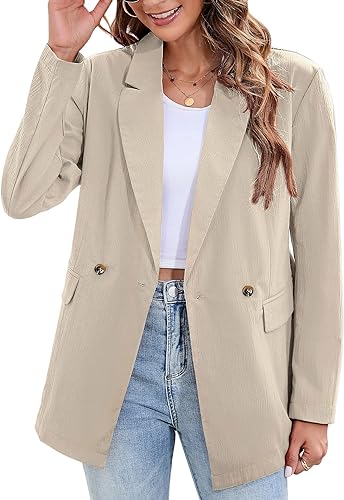 Photo 1 of Clearlove Womens Work Casual Oversized Blazers Open Front Lapel Button Down Business Suit Jacket Pockets XL