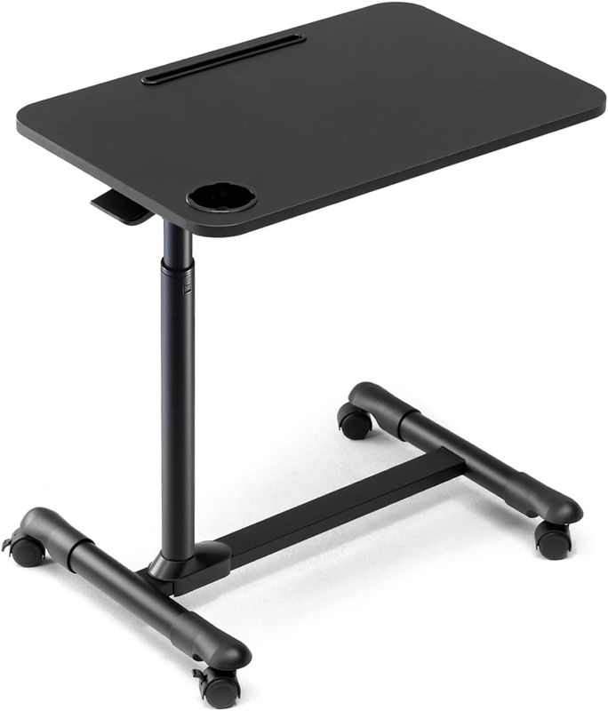 Photo 1 of **MISSING WHEELS* Overbed Table] Hospital Bed Table, Adjustable Overbed Bedside Rolling Laptop Table (Black)
