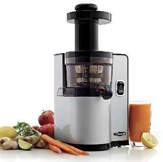Photo 1 of Omega VSJ843QS Vertical Masticating 43 RPM Compact Cold Press Juicer Machine with Automatic Pulp Ejection, 150-Watt, Silver
