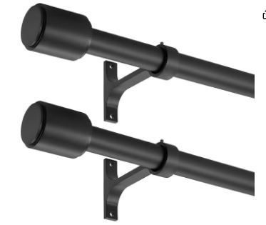 Photo 1 of 2 Pack Matte Black Curtain Rods 36-72", Curtain Rods Black Drapery Rods, Adjustable 1-Inch Window Curtain Rods, Telescoping Decorative Curtain Rods with Cap Finials
