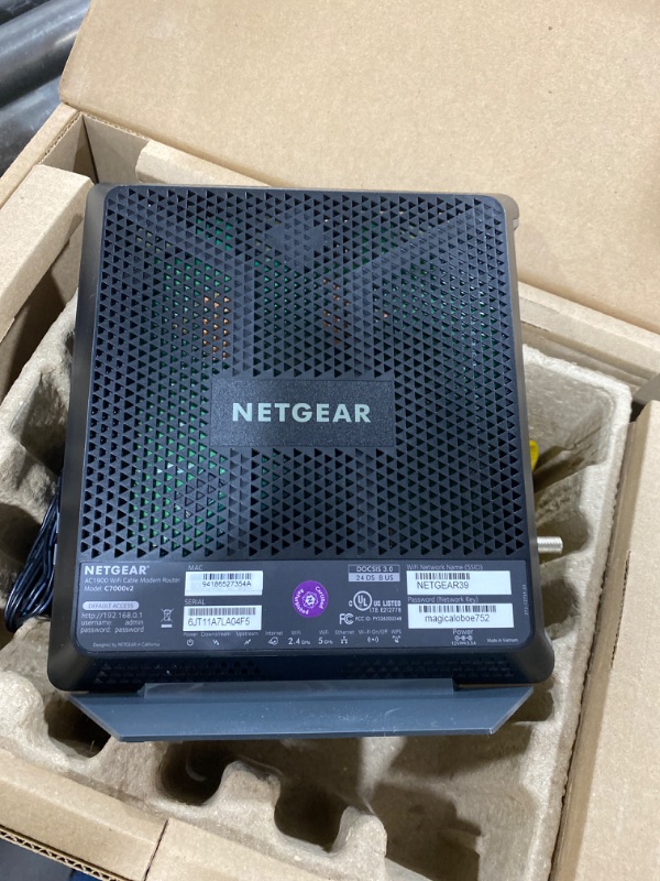 Photo 1 of NETGEAR Nighthawk AC1900 (24x8) DOCSIS 3.0 WiFi Cable Modem Router Combo (C7000) for Xfinity from Comcast, Spectrum, Cox, more (Renewed)