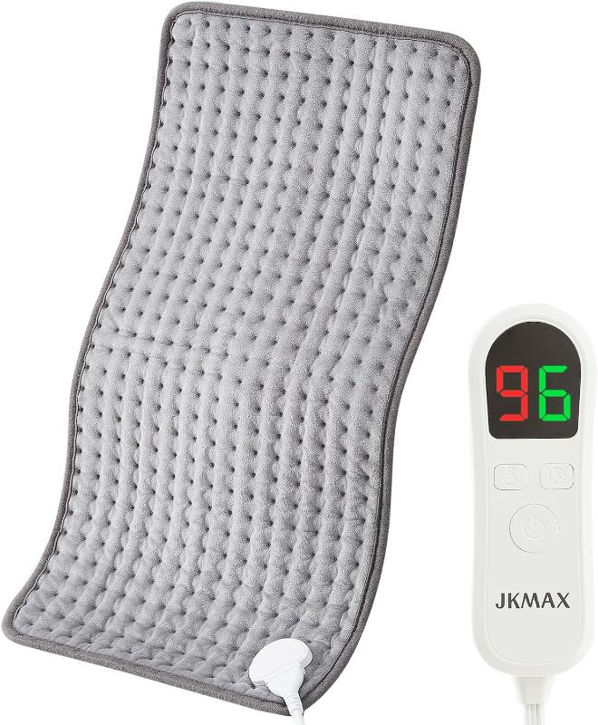 Photo 1 of Heating Pad for Back Pain Relief with Auto Shut-Off, 10 Heat Settings, Grey Pads Cramps LED Controller, Moist and Dry Therapy Neck, Shoulder, Machine-Washable, 12" x 24"

