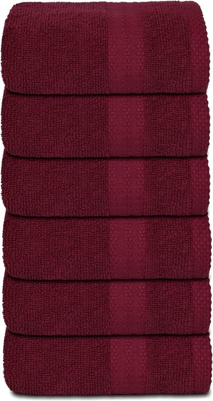 Photo 1 of GLAMBURG Ultra Soft 6-Piece Hand Towel Set 16x28-100% Ringspun Cotton - Durable & Highly Absorbent Hand Towels - Ideal for use in Bathroom, Kitchen, Gym, Spa & General Cleaning - Burgundy
