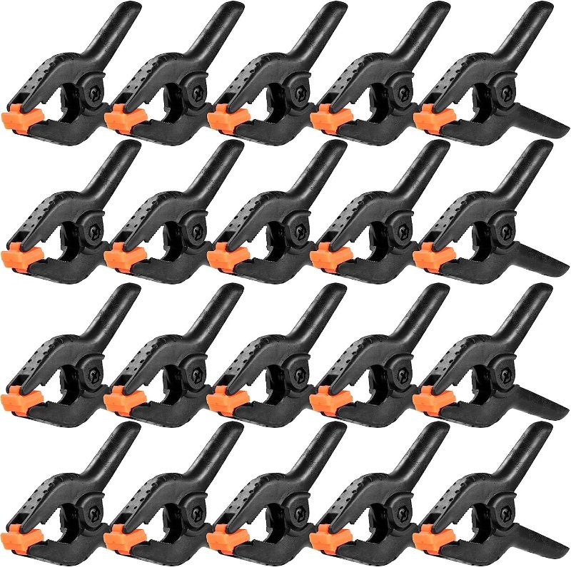 Photo 1 of 20 Packs Spring Clamps, 3.5 inch Spring Clamps Heavy Duty for Crafts and Professional Plastic Spring Clamps for Woodworking, Small Spring Clips Clamps for Backdrop Stand Photography Clamp Toresano
